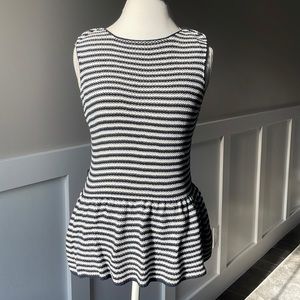 Tart Navy & White Stripe Peplum Sweater Tank Sz L